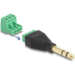 Delock Adapter Stereo jack male 6.35 mm  Terminal Block 3 pin 2-part