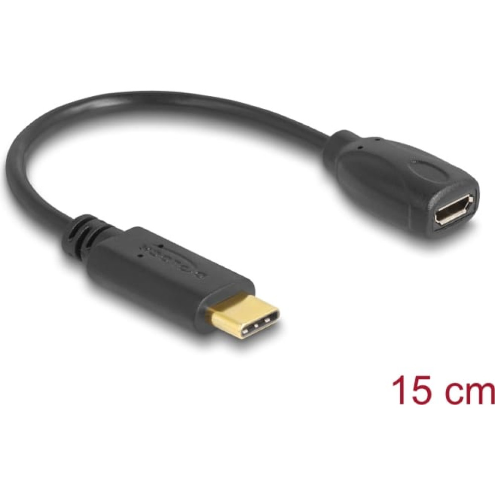 Delock Adapter cable USB Type-C™ 2.0 male  USB 2.0 type Micro-B female 15 cm black