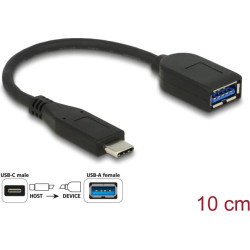 Delock Adapter SuperSpeed USB 10 Gbps (USB 3.1 Gen 2) USB Type-C™ male - USB Type-A female 10 cm coaxial black Premium