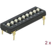Delock DIP switch Tri-State 9-digit 2.54 mm pitch THT vertical black 2 pieces