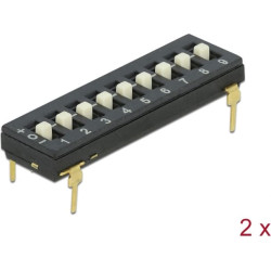 Delock DIP switch Tri-State 9-digit 2.54 mm pitch THT vertical black 2 pieces