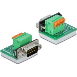 Delock D-Sub 9 male to Terminal Block Adapter with Push Button vertical
