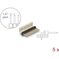 Delock Pin header 10 pin, pitch 1.27 mm, 1-row, angled, 5 pieces