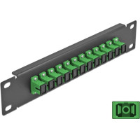 Delock 10″ Fiber Optic Patch Panel 12 Port SC Simplex green 1U black