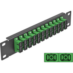 Delock 10″ Fiber Optic Patch Panel 12 Port SC Duplex green 1U black