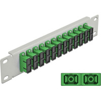 Delock 10″ Fiber Optic Patch Panel 12 Port SC Duplex green 1U grey