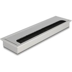 Delock Cable grommet for table mounting with brush 280 x 80 x 28 mm silver