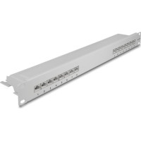 Delock 19″ Patch Panel 16 port Cat.6A 1U grey