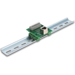 Delock RJ45 female to Terminal Block with push-button for DIN rail angled