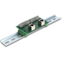 Delock RJ50 2 x female to 2 x Terminal Block with push-button for DIN rail angled