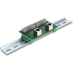 Delock RJ50 2 x female to 2 x Terminal Block with push-button for DIN rail angled