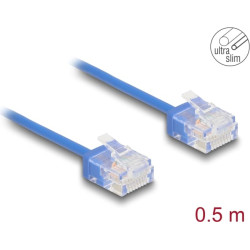 Delock RJ45 Network Cable Cat.6 UTP Ultra Slim 0.5 m blue with short plugs