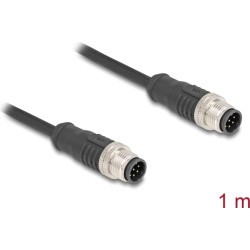 Delock M12 Cable A-coded 8 pin male to male PVC 1 m