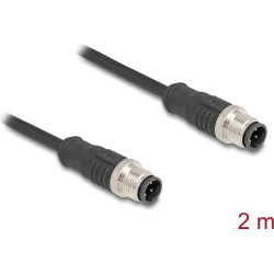 Delock M12 Cable D-coded 4 pin male to male PVC 2 m