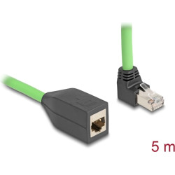 Delock RJ45 Network Extension Cable Cat.6A plug upwards angled to jack SF/UTP suitable for drag chains PUR (TPU) 5 m green