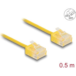 Delock RJ45 Network Cable Cat.6 UTP Ultra Slim 0.5 m yellow with short plugs