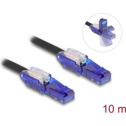 Delock RJ45 Network Cable Cat.6 UTP with 180° angled plugs black 10 m