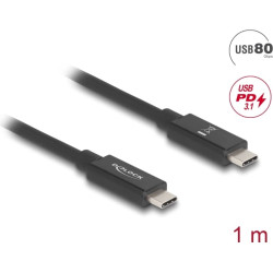 Delock USB 80 Gbps Cable USB Type-C™ male to male 16K 60 Hz PD 3.1 240 W E-Marker coaxial 1 m black