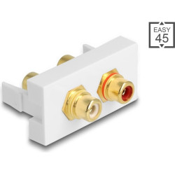 Delock Easy 45 Modul 2 x Cinch Buchse, Farbring rot / weiß 22,5 x 45 mm