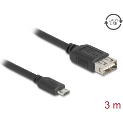Delock USB 2.0 Cable EASY USB Type Micro-B male to EASY USB Type-A female 3 m