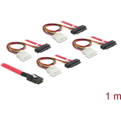 Delock Cable mini SAS SFF-8087  4 x SAS 29 pin SFF-8482 + power 1 m
