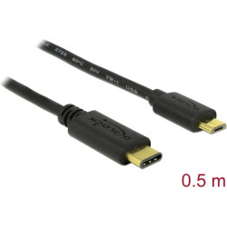 Delock Cable USB Type-C™ 2.0 male > USB 2.0 Type Micro-B male 0.5 m black