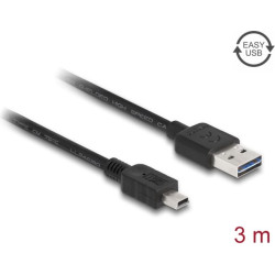 Delock Cable EASY-USB 2.0 Type-A male > USB 2.0 Type Mini-B male 3 m black