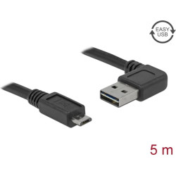 Delock Cable EASY-USB 2.0 Type-A male angled left / right > USB 2.0 Type Micro-B male 5 m
