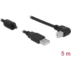 Delock Cable USB 2.0 Type-A male > USB 2.0 Type-B male angled 5 m black