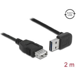 Delock Extension cable EASY-USB 2.0 Type-A male angled up / down > USB 2.0 Type-A female black 2 m