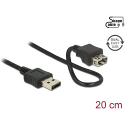 Delock Cable EASY-USB 2.0 Type-A male > EASY-USB 2.0 Type-A female ShapeCable 0.2 m