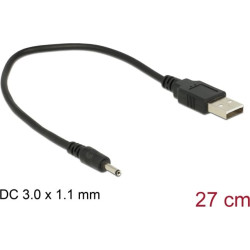 Delock Cable USB Type-A Plug Power > DC 3.0 x 1.1 mm male 27 cm