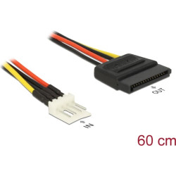Delock Power Cable SATA 15 pin male  4 pin floppy male 60 cm