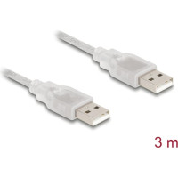 Delock Cable USB 2.0 Type-A male > USB 2.0 Type-A male 3 m transparent