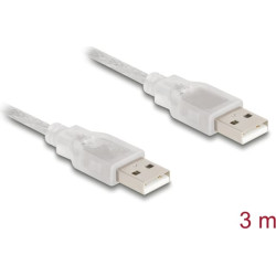 Delock Cable USB 2.0 Type-A male > USB 2.0 Type-A male 3 m transparent