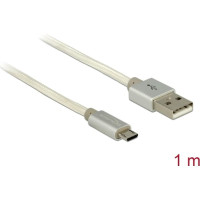 Delock Data and Charging Cable USB Type-A male > USB Type Micro-B male with textile shielding white 100 cm