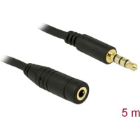 Delock Stereo Jack Extension Cable 3.5 mm 4 pin male to female 5 m black