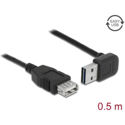 Delock Extension cable EASY-USB 2.0 Type-A male angled up / down > USB 2.0 Type-A female black 0,5 m