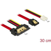 Delock Cable SATA 6 Gb/s 7 pin receptacle + Floppy 4 pin power female > SATA 22 pin receptacle straight metal 30 cm