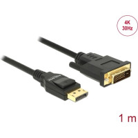 Delock Cable DisplayPort 1.2 male > DVI 24+1 male passive 4K 30 Hz 1 m black