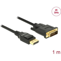 Delock Cable Displayport 1.2 male > DVI 24+1 male passive 1 m black