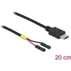 Delock Cable USB Type-C™ male > 2 x pin header female separate power 20 cm