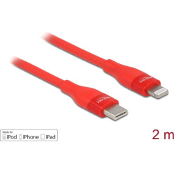Delock Data and charging cable USB Type-C™ to Lightning™ for iPhone™, iPad™ and iPod™ red 2 m MFi