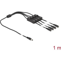 Delock Cable DC 5.5 x 2.1 mm male to 4 x DC female with switch 1 m