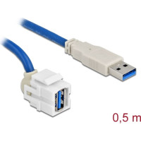 Delock Keystone Module USB 5 Gbps type-A female 250° to type-A male with 0.5 m cable white