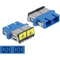 Delock Optical Fiber Coupler with laser protection flip SC Duplex female to SC Duplex female Single-mode blue