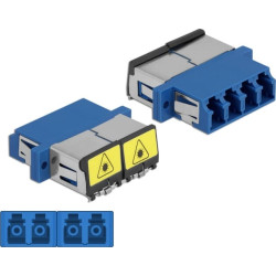 Delock Optical Fiber Coupler with laser protection flip LC Quad female to LC Quad female Single-mode blue