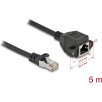 Delock Network Extension Cable S/FTP RJ45 plug to RJ45 jack Cat.6A 5 m black
