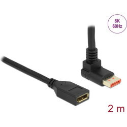 Delock DisplayPort extension cable male 90° upwards angled to female 8K 60 Hz 2 m