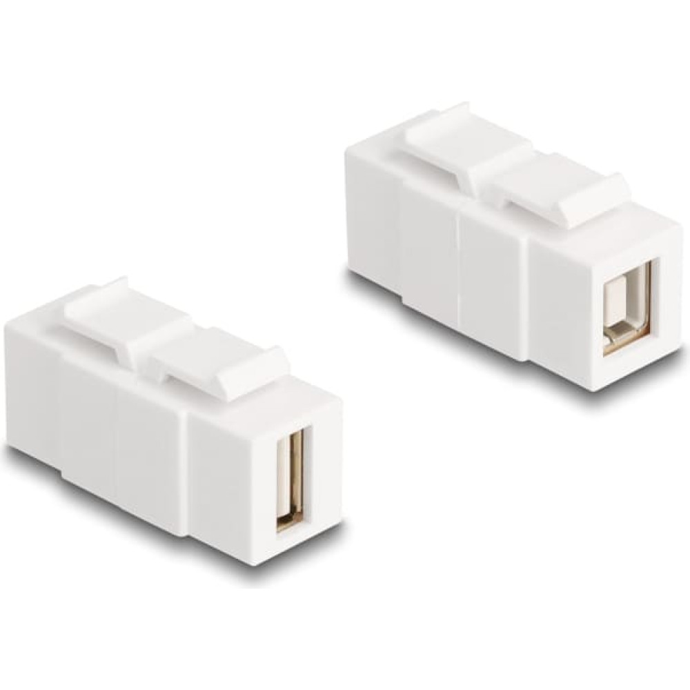 Delock Keystone Module USB 2.0 Type-A female to USB 2.0 Type-B female can be installed on both sides white